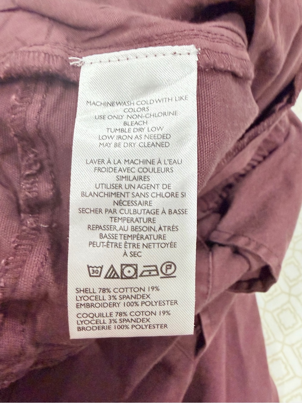 Anthropologie Wide-Leg Floral Embroidered Pants burgundy - Picture 10 of 10